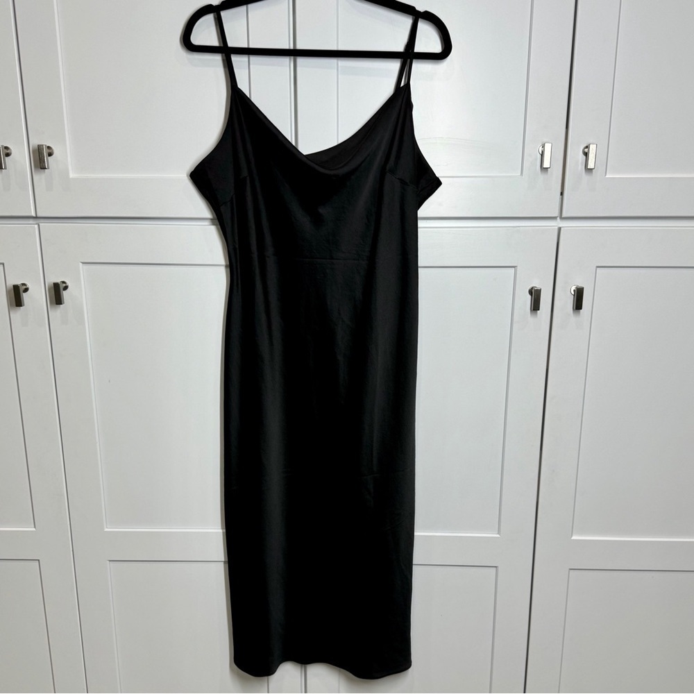 Express black silky spaghetti strap midi dress. XL
